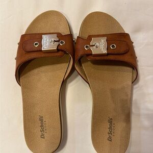 Dr. Scholl's Tan Sandals with Silver Buckle